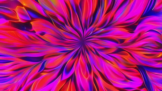 Neon waves crashing and colliding in a dynamic kaleidoscopic sequence. Abstract motion background