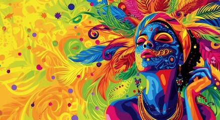 carnival in Rio de Janeiro background poster, vibrant colors 
