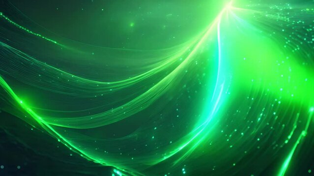 A celestial ocean of lights with waves of green and blue pulsating in perfect harmony. Abstract motion background