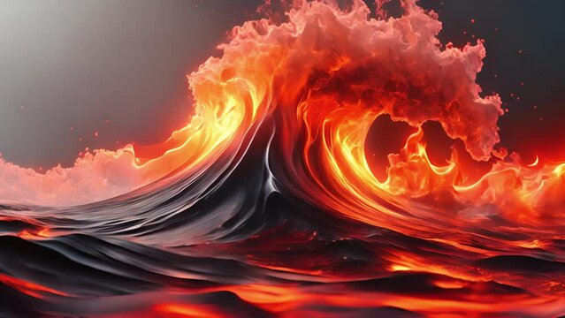 Fiery inferno waves surging and bursting with vitality Abstract motion background