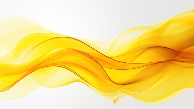 Abstract yellow smoke flames on white background, copy space
