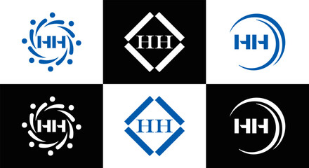 HH logo. H H design. WhitE HH letter. HH, H H letter logo SET design. Initial letter HH linked circle uppercase monogram logo. H H letter logo SET vector design. HH letter logo design	
