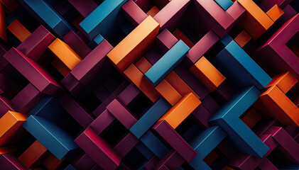 abstract 3D rendering of maze of blocks in varying shades of blue and purple Pattern background