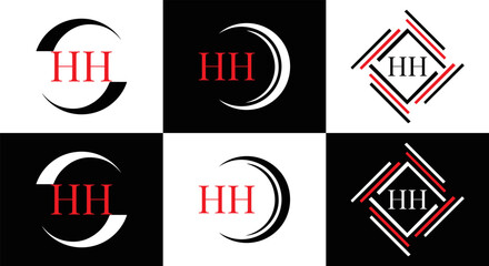 HH logo. H H design. WhitE HH letter. HH, H H letter logo SET design. Initial letter HH linked circle uppercase monogram logo. H H letter logo SET vector design. HH letter logo design	
