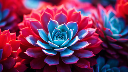 Fototapeta na wymiar Close up photo of colorful succulent plant - ai generative