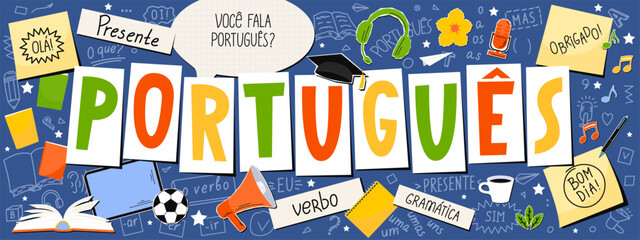 Portugues. Translate:" Portuguese. Present, verb, hi, thank you, Do you speak Portuguese, Good afternoon; grammar, but, I, What ?, one". 
