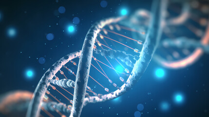 Human DNA structure, 3D illustration of helical DNA molecule