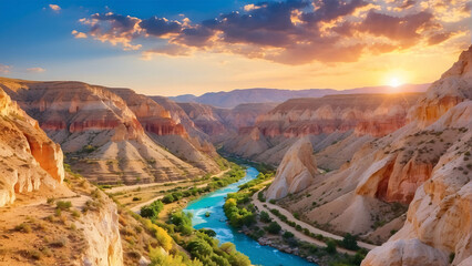 canyon view in summer. Colorful canyon landscape at sunset. nature scenery in the canyon. amazing...