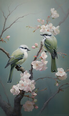 Close-Up of Beautiful Birds Perched on Tree