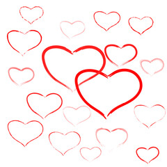 Together Forever. Two Passion Hearts Surrounded by Love. Set of Hand Drawn Heart Icons Isolated on White Background. Vector Ilustration