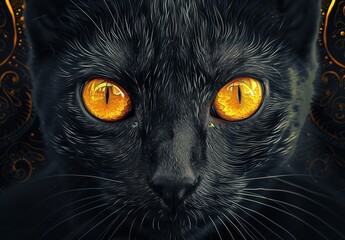 Glowing Cat Eyes, The Illuminated Feline, Luminous Cat Gaze, Aurora Cat Stare.