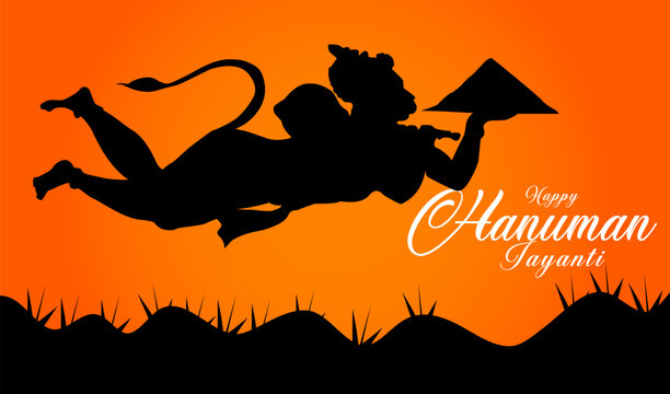 Vector Happy hanuman jayanti hindu festival celebration banner design.