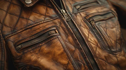Foto auf Leinwand Crafted Elegance: A Close-Up of Leather's Rugged Beauty © Fostor