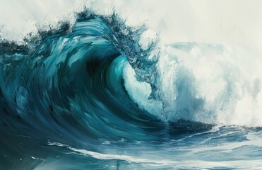The Mighty Wave, Riding the Crest of a Blue Ocean, A Majestic Sea Creature, The Power of Nature in Motion. - obrazy, fototapety, plakaty