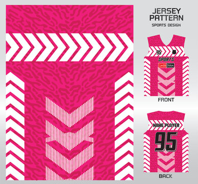 Pattern vector sports shirt background image.Traffic sign on pink leopard pattern design, illustration, textile background for sports t-shirt, football jersey shirt.eps