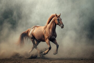 Running Horse, Galloping Thoroughbred, Equestrian Adventure, Horse in Motion.