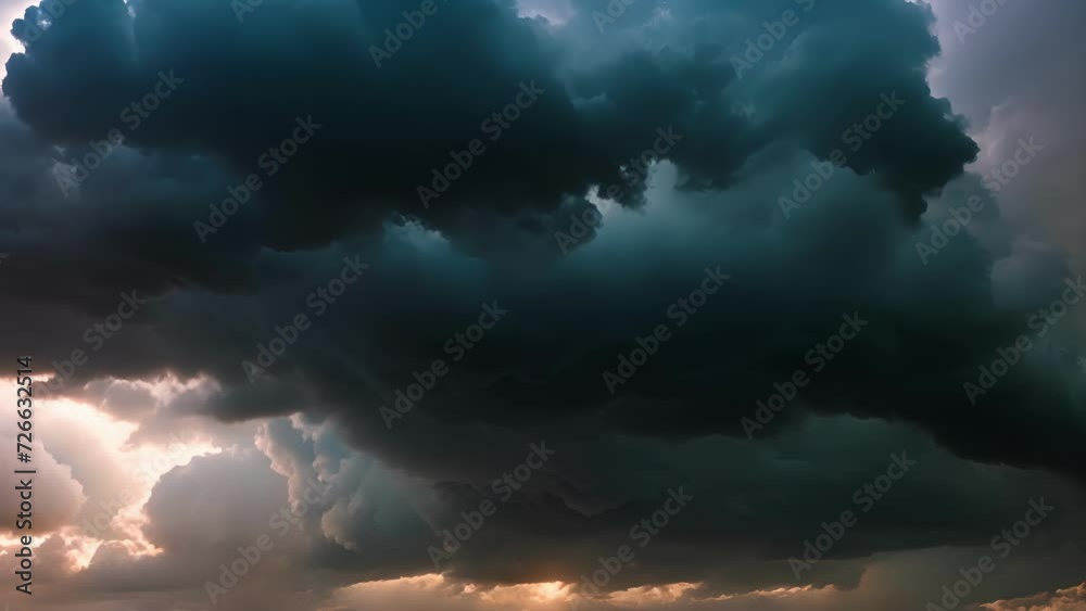 Poster Dark and menacing storm clouds begin to gather foretelling an impending thunderstorm.