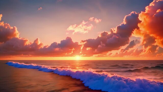 As the day draws to a close the sky and ocean unite in a stunning display of warm vibrant colors.