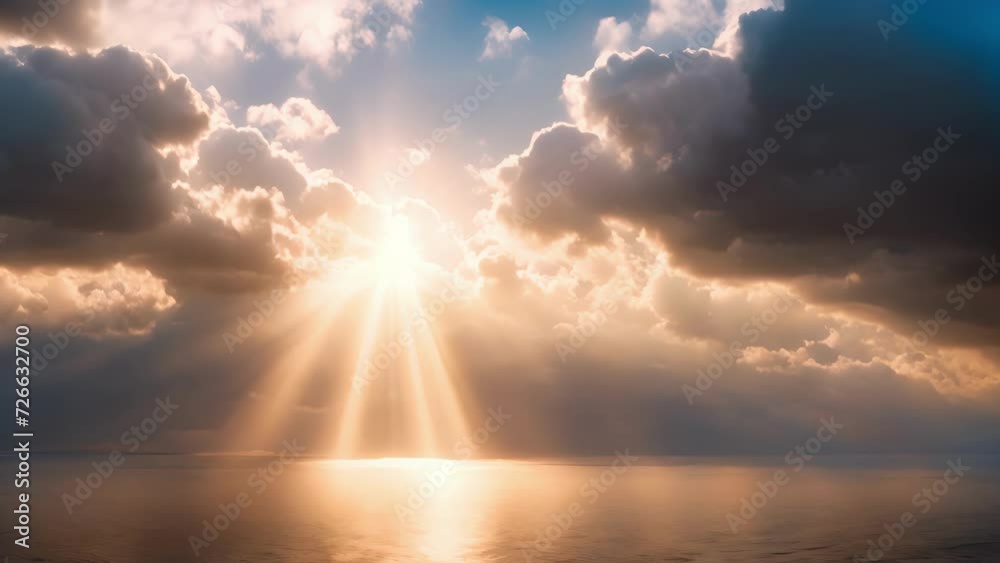 Canvas Prints rays of light shine through the clouds creating dreamy crepuscular effects.
