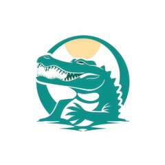 Naklejka premium wild crocodile design logo with a minimalistic and vector-style aesthetic 