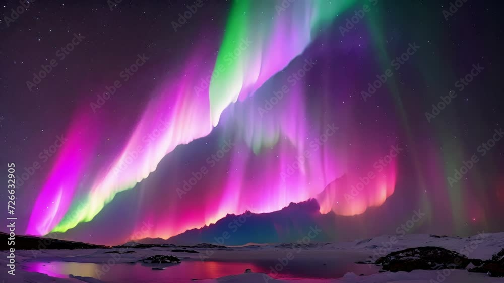 Wall mural a captivating display of the aurora australis with its bright and vivid colors creating an otherworl