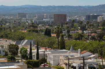 California USA May 17, 2023 Los Angeles view of Los Angeles from the observation deck of the movie museum