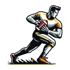 American football player men athlete vector illustration, colorful style American football rugby game male player design template isolated on white background