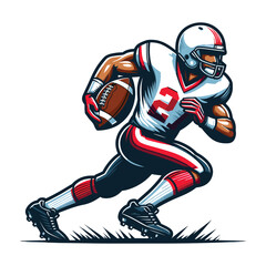 American football player men athlete vector illustration, colorful style American football rugby game male player design template isolated on white background