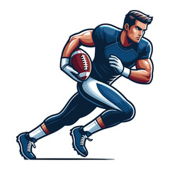 Naklejka premium American football player men athlete vector illustration, colorful style American football rugby game male player design template isolated on white background