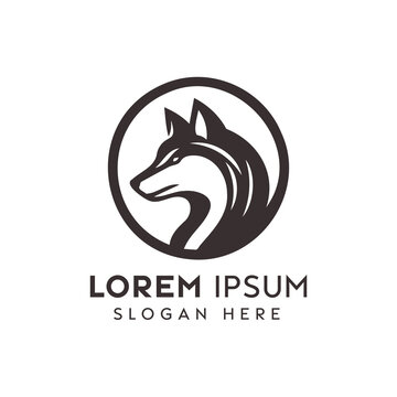Stylized Wolf Head Logo Enclosed in a Circle With Placeholder Text