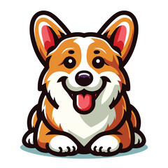 Fototapeta premium Cute adorable corgi dog cartoon character vector illustration, funny pet animal corgi puppy flat design mascot template isolated on white background