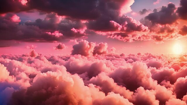 The fading sun casts its reflection on a canvas of cotton candy clouds.