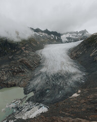 Zdjęcie dronowe lodowca Rodanu, Furka Pass Szwajcaria - 726634306