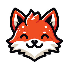 Obraz premium Cute adorable fox head face cartoon character vector illustration, funny wolf foxy flat design template isolated on white background