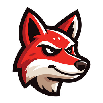 Cute adorable fox head face cartoon character vector illustration, funny wolf foxy flat design template isolated on white background