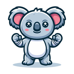 Cute Adorable Koala Australian Animal Cartoon Character Vector Illustration, flat design template isolated on white background
