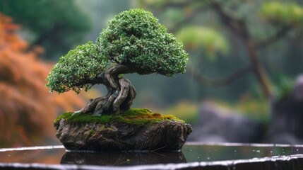 Majestic Bonsai Tree in Misty Ambiance