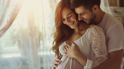 Loving Embrace of Expecting Couple.  Global Day of Parents