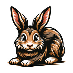 Fototapeta premium Realistic wild animal hare rabbit design vector, zoology illustration, wild forest bunny flat design template isolated on white background