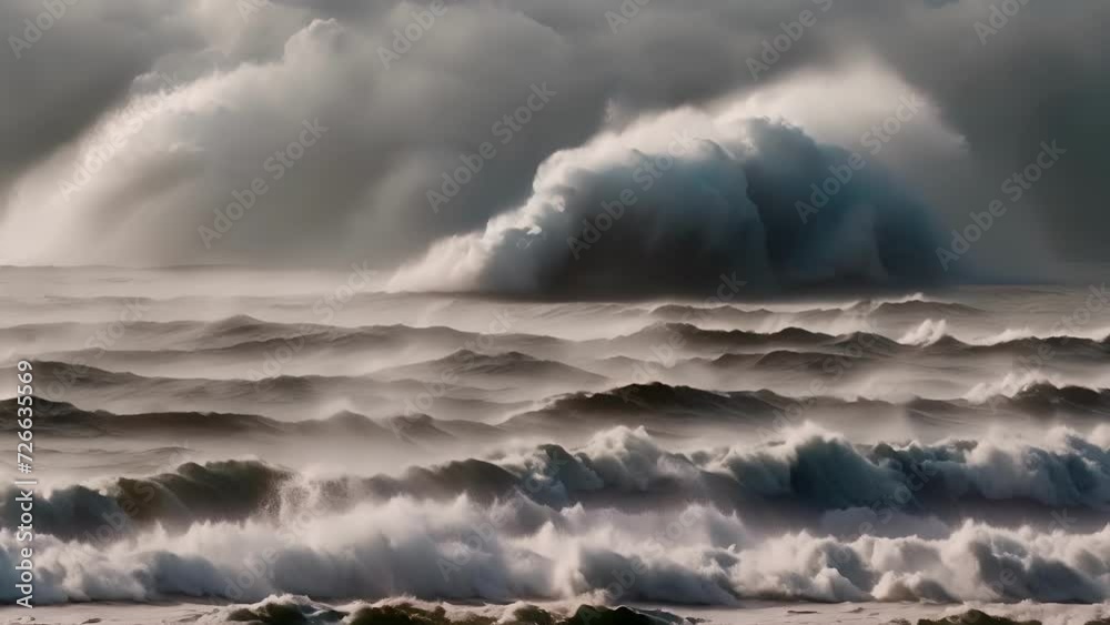 Poster Natures fury on display as the sky and sea collide