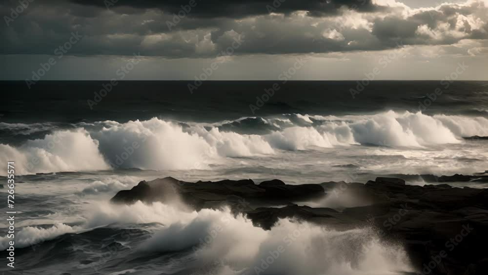 Poster A dramatic sky casts a foreboding shadow over the restless sea