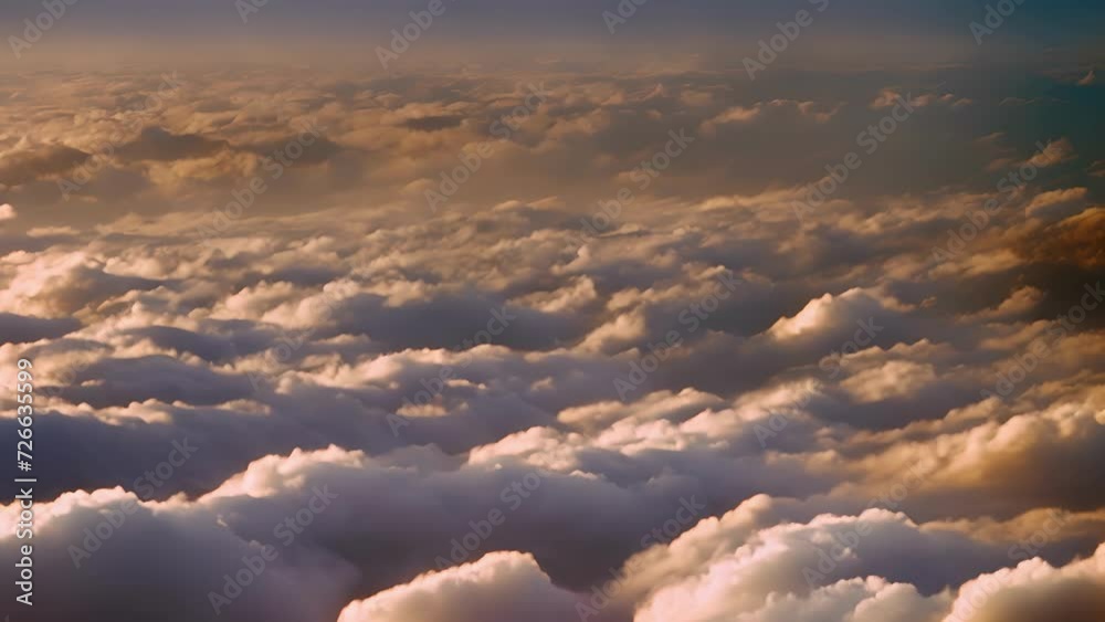 Poster A stunning aerial view of Altocumulus Castell clouds at dusk casting shadows in the sky.