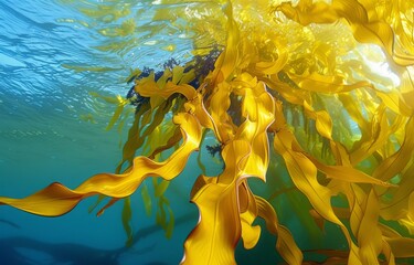 Immersed in the Depths, the Elegance of Yellow Sea Grass Unfolds in the Subaquatic Realm