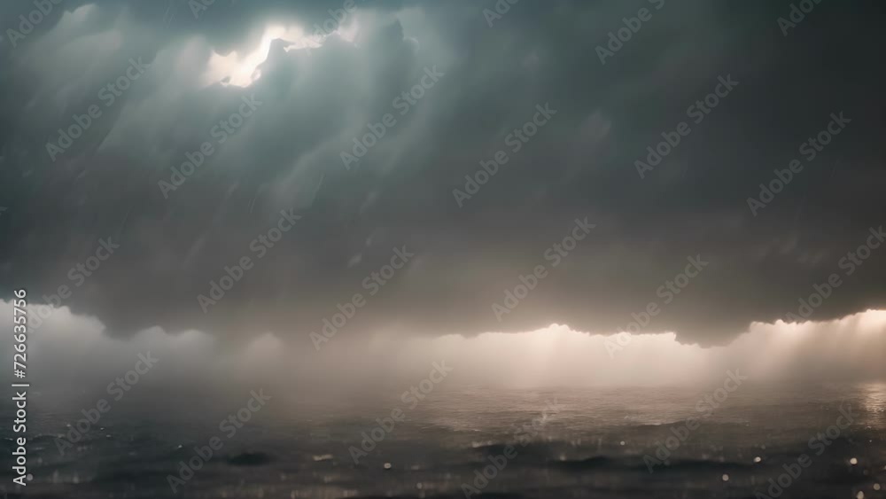 Poster rain pouring down from the dense nimbostratus clouds creating a soothing soundtrack.