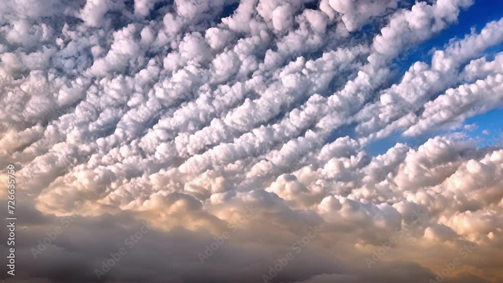 Poster A layer of cirrocumulus clouds hangs above giving the sky a fluffy and textured appearance.