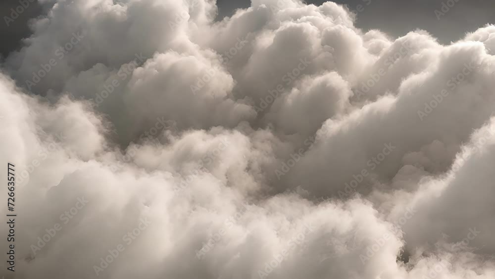 Poster Wispy white cirrocumulus clouds blanket the entire sky creating a delicate featherlike pattern.
