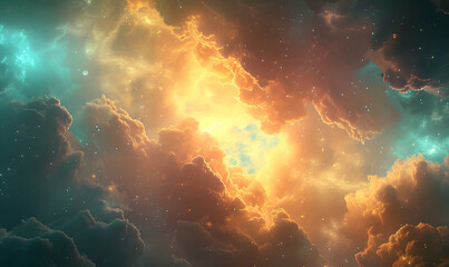 Fototapeta premium Stunning Colorful Nebula Image with Central Star - Celestial Beauty and Universe Mystery Concept, Space Exploration and Astronomy Wonder