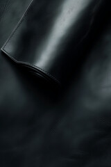 Photo of a black nice and smooth black leather piece rolled up leather