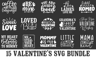 15 Valentine's Day SVG Design Bundle