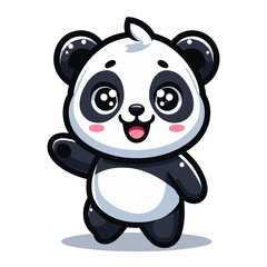 Cute adorable panda cartoon character vector illustration, funny Asian Chinese animal baby panda flat design mascot template isolated on white background